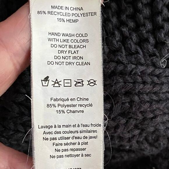 Prana Hemp Blend Cable Knit Winter Hat Beanie Grey Gray Sweater One Size - Picture 3 of 3